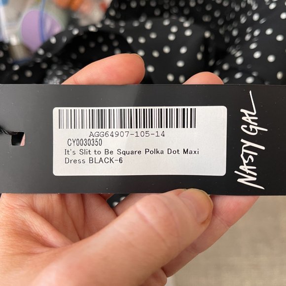 Nasty Gal It's Slit to be Square Polka Dot Maxi Dress NWT Size 2 - Picture 11 of 12